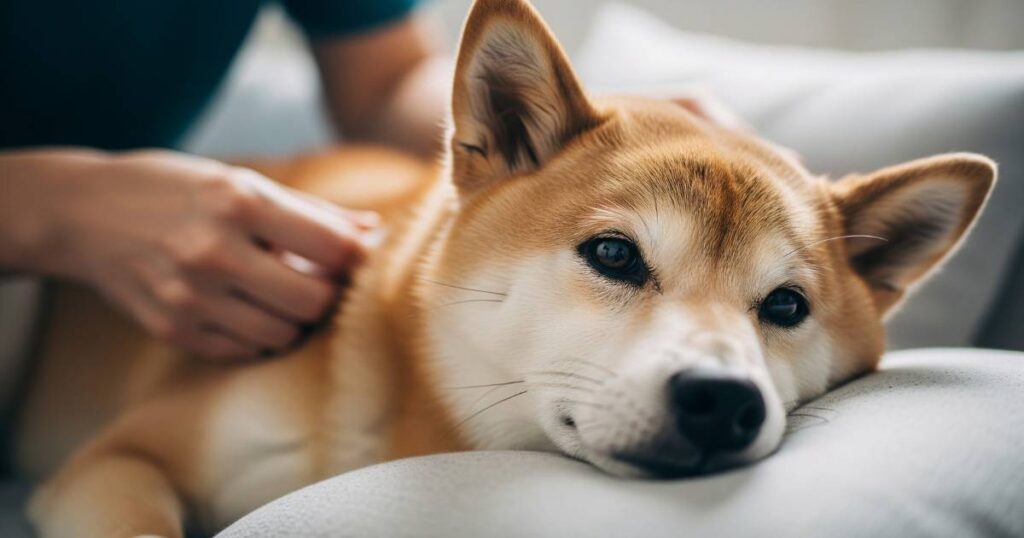 老犬の床ずれ（褥瘡）をケアしている画像