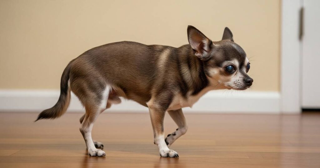 認知症で徘徊している老犬の画像